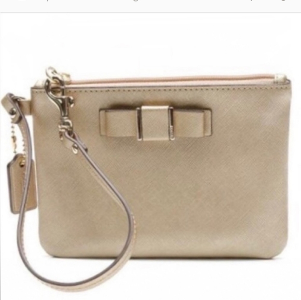 Coach Darcy Bow Gold Wristlet Wallet